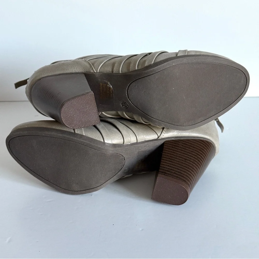 JC Grey Women's Strappy Heeled Ankle Boots Block Heel - Taupe Size 10 - Picture 13 of 13